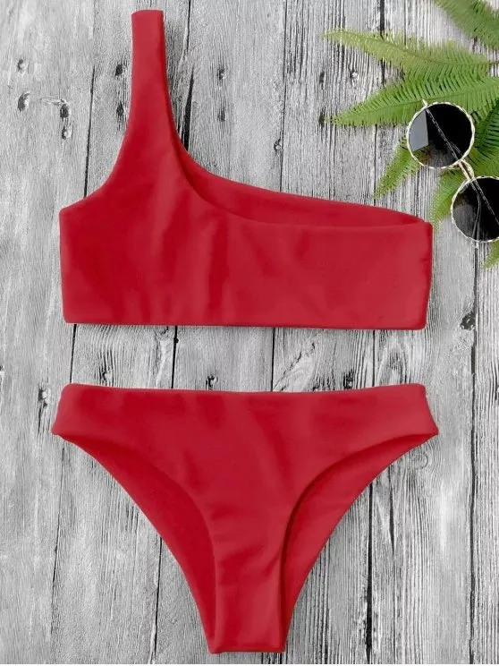 Fashion One Shoulder Bikini Set