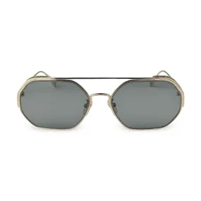 Fendi O'Lock Geometric Gold Metal Frame with Grey Lens Sunglasses 