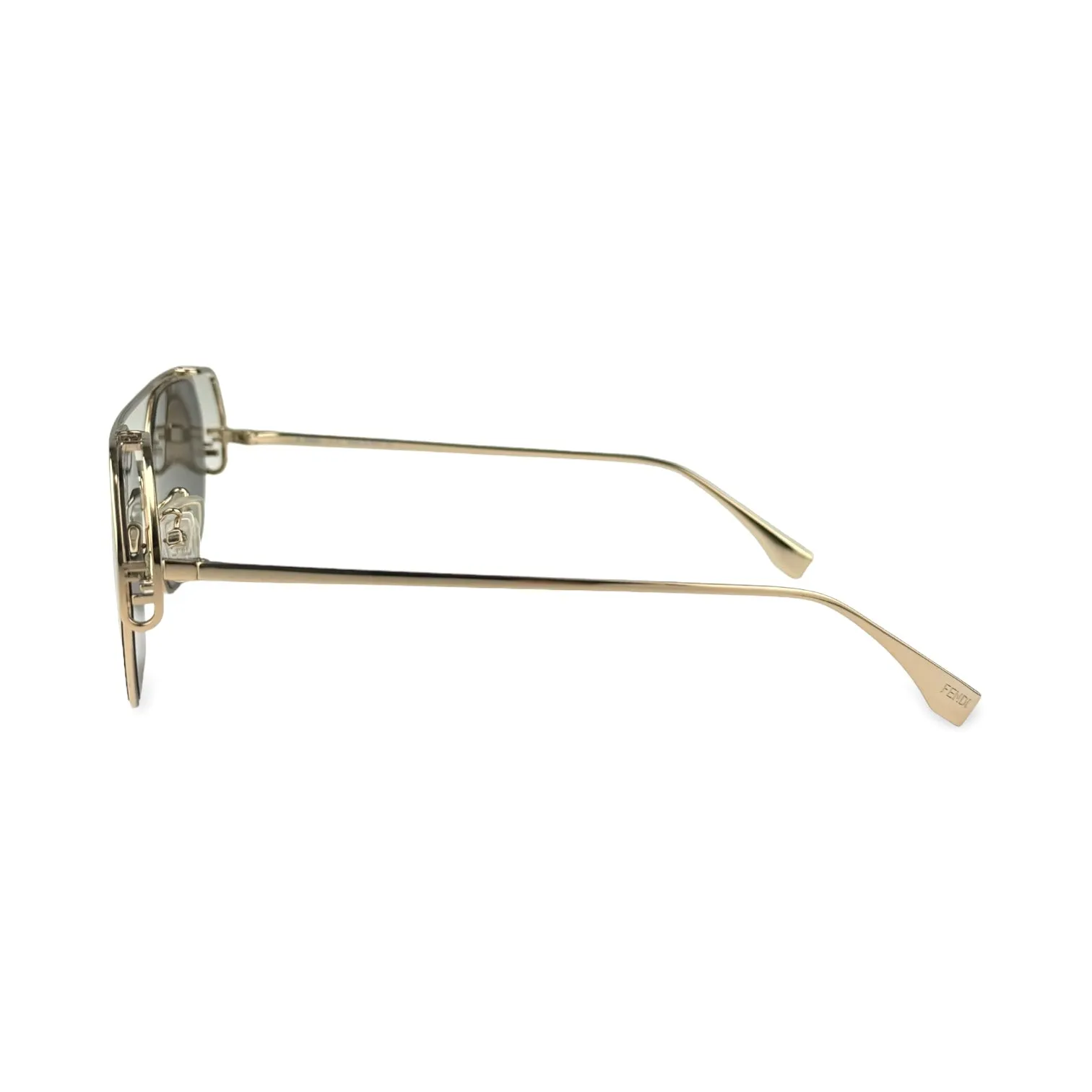 Fendi O'Lock Geometric Gold Metal Frame with Grey Lens Sunglasses 