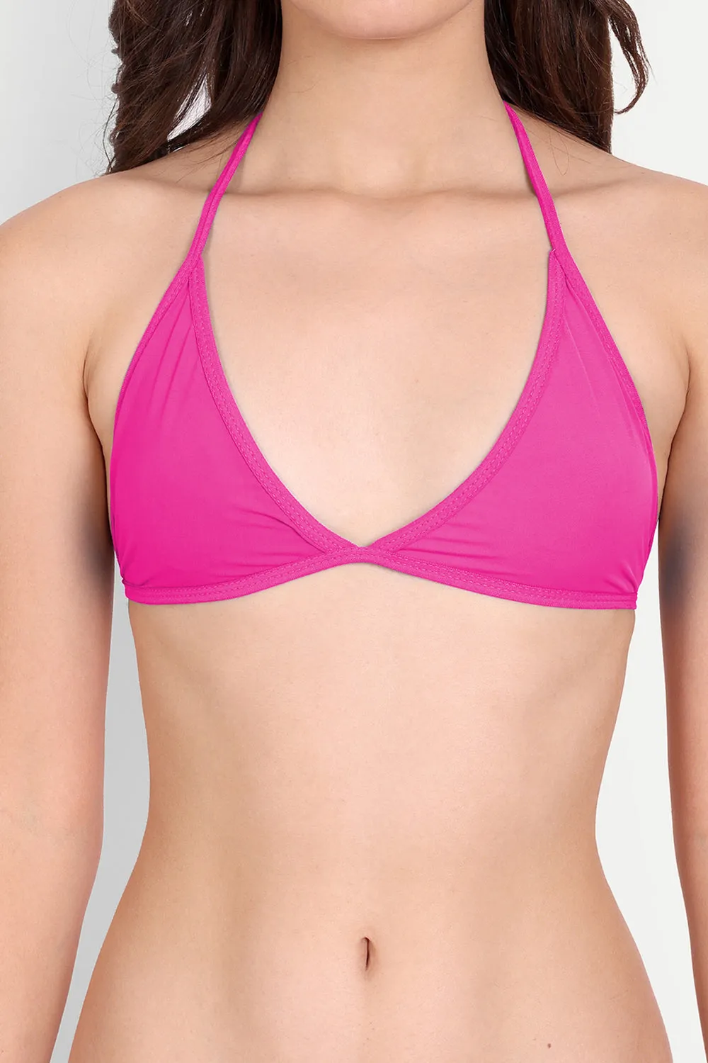 FIMS Fashion Solid Satin Bikini Set Pack Of 1 Lingerie Set Pink