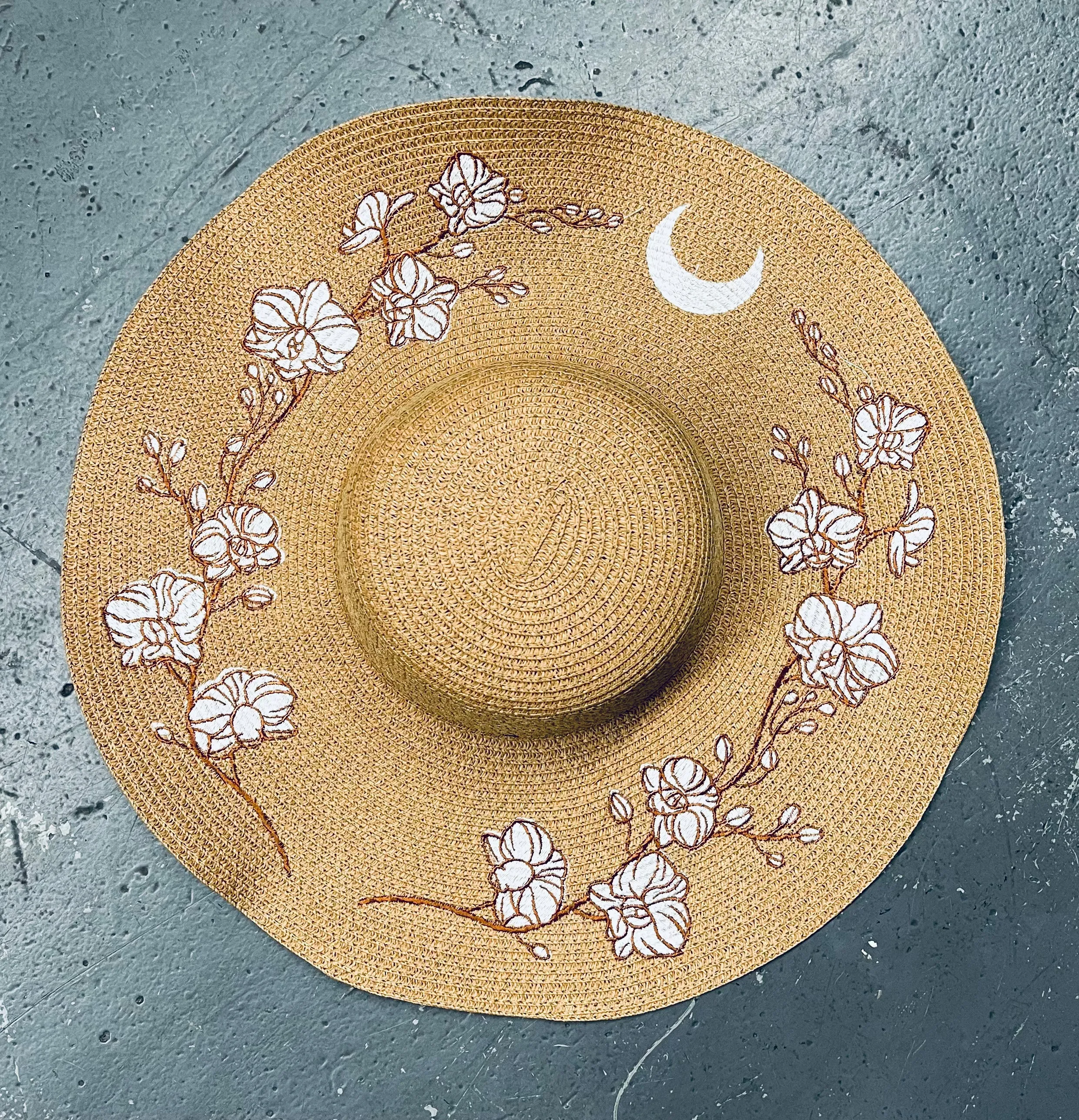 Floppy Sun Hat - XL Brim - Caramel Orchids