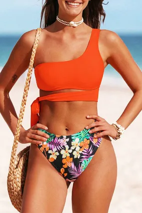 Floral Print Bandage Tropical Bikini