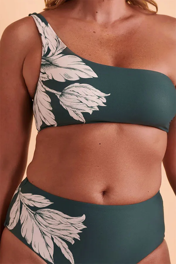 Floral Print Feminine One Shoulder Bikini