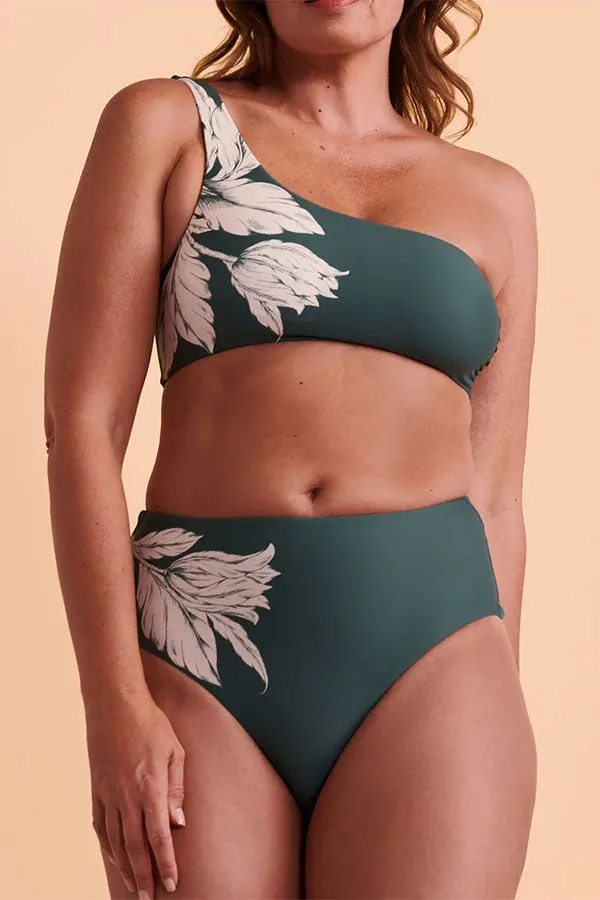 Floral Print Feminine One Shoulder Bikini