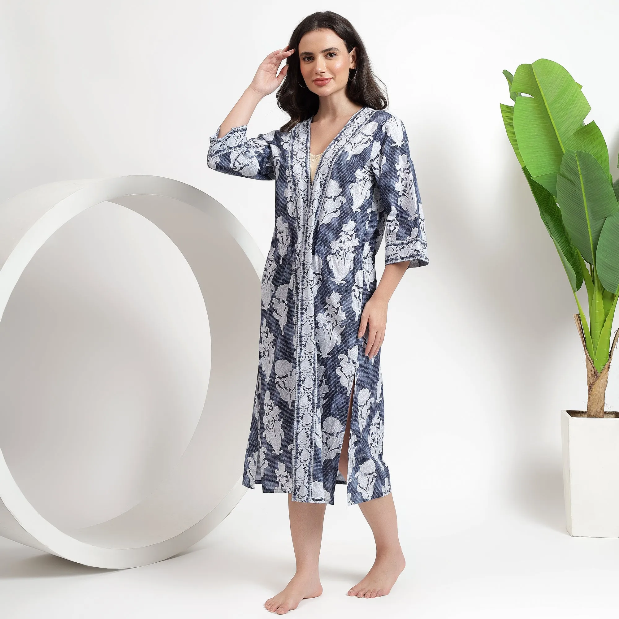 Floral Printed Cotton Robes | Beachwear Dress for Women