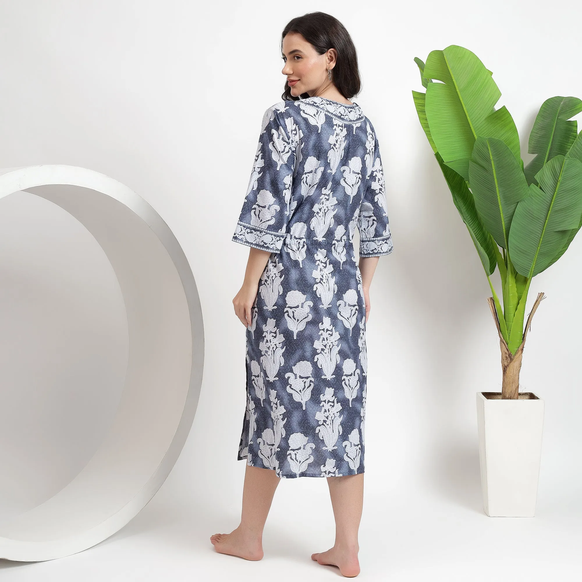 Floral Printed Cotton Robes | Beachwear Dress for Women