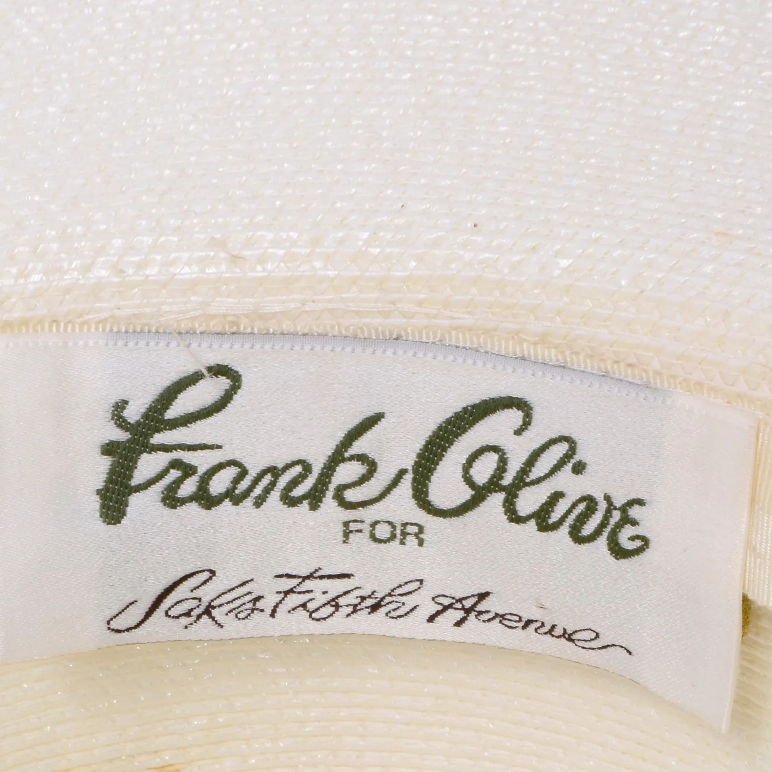 Frank Olive Vintage Hat w Black & White Striped Upturned Brim