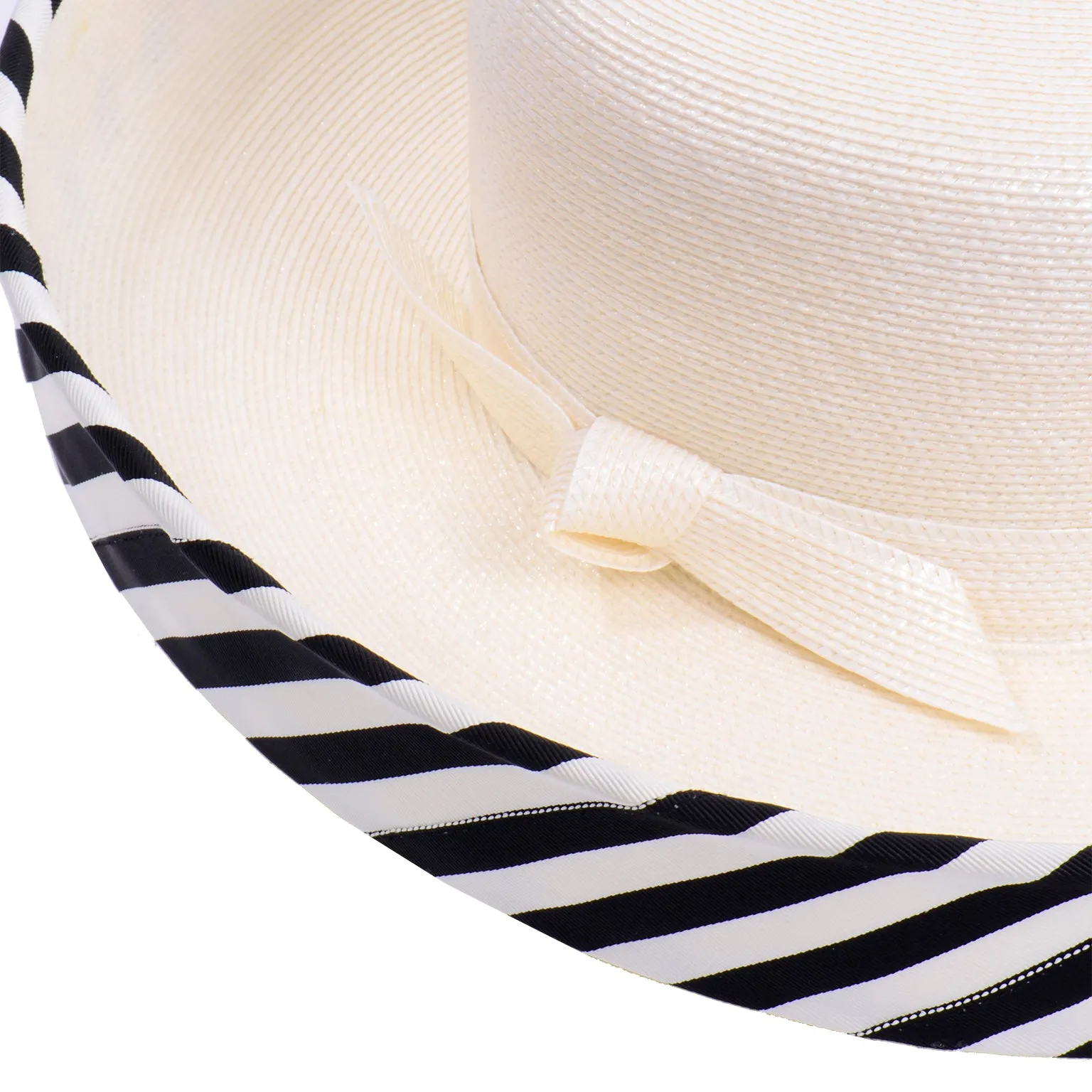 Frank Olive Vintage Hat w Black & White Striped Upturned Brim