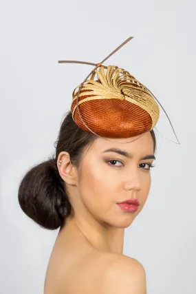FRANKIE: Rich Tan Button Hat with Sculptured Straw Waves