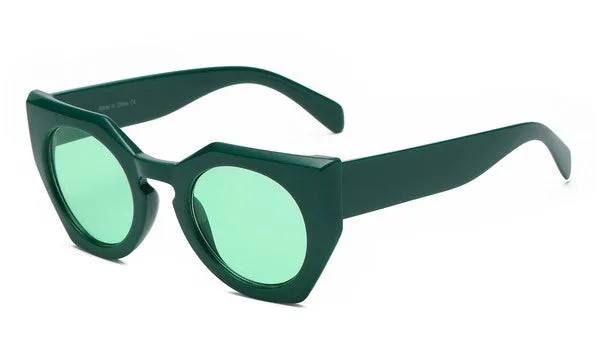 Geometric Cat Eye Sunglasses in Green