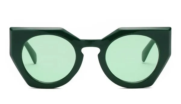 Geometric Cat Eye Sunglasses in Green