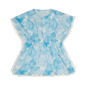 GIRL'S KAFTAN FLOWERS BLUE