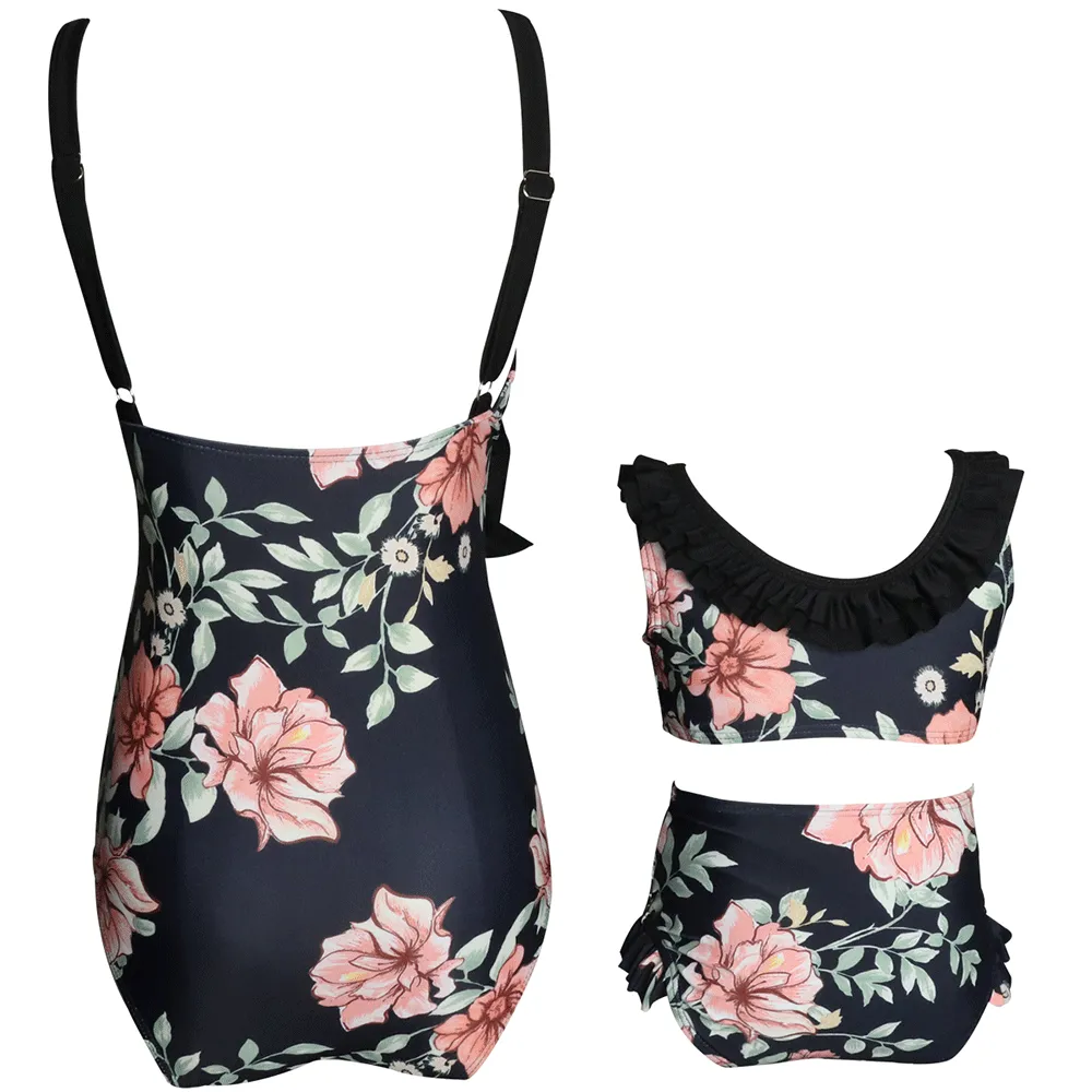 Glamorous Cutout V-neck Print One Piece Mommy and Me Swimsuits