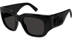 Gucci Square Sunglasses Shiny Black/Grey