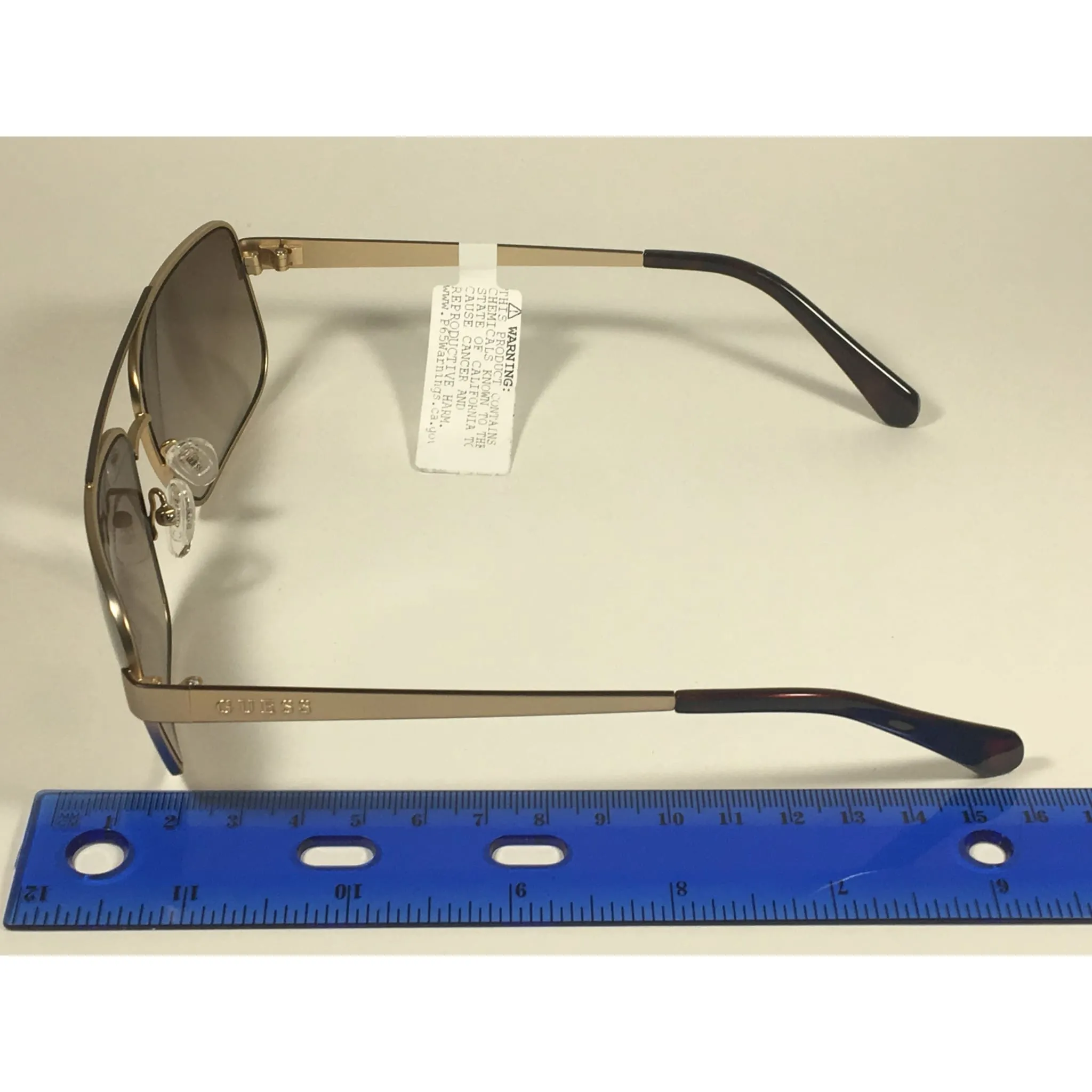 Guess Rectangle GU6931 32N Sunglasses Matte Gold Metal Frame Brown Gradient Lens