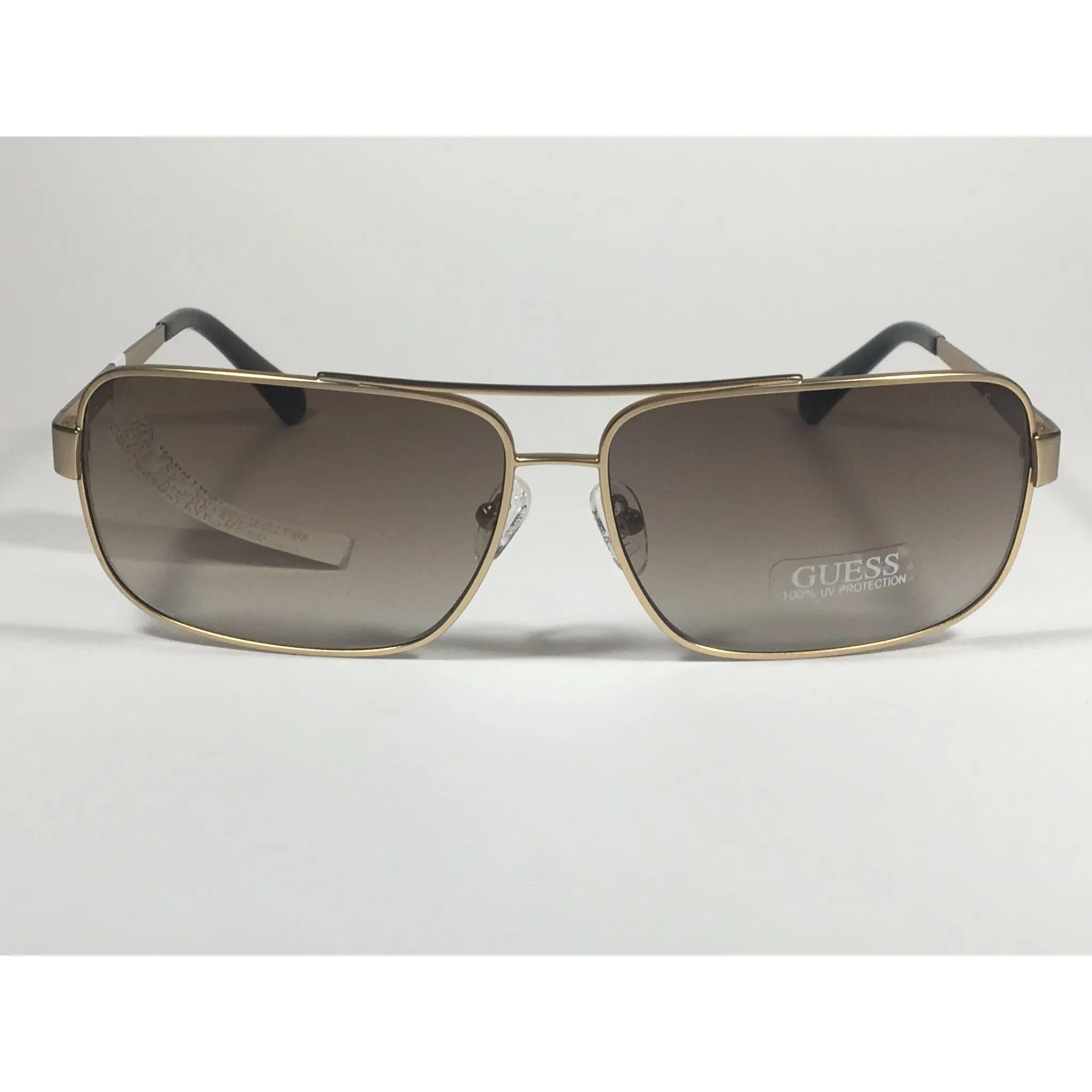 Guess Rectangle GU6931 32N Sunglasses Matte Gold Metal Frame Brown Gradient Lens