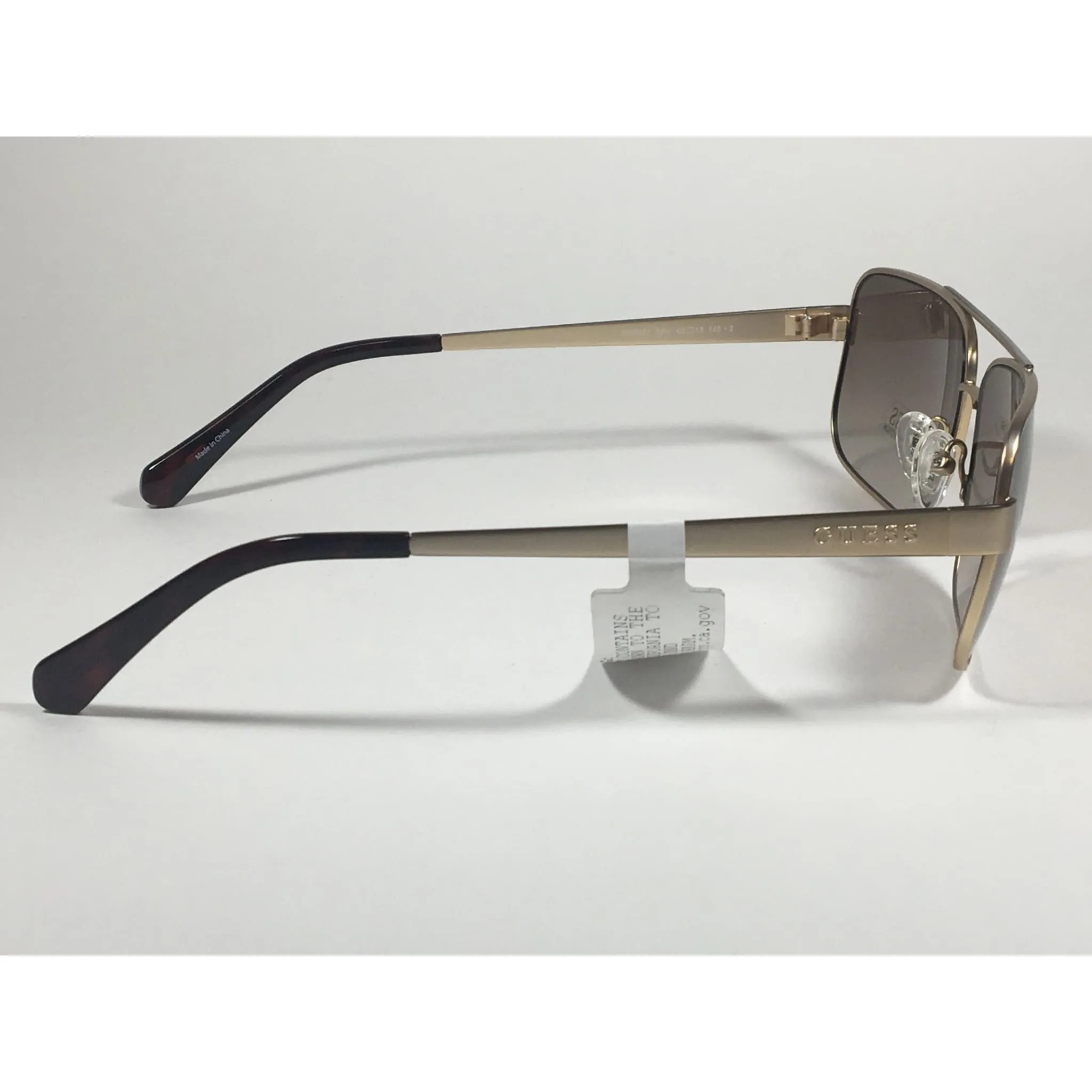 Guess Rectangle GU6931 32N Sunglasses Matte Gold Metal Frame Brown Gradient Lens
