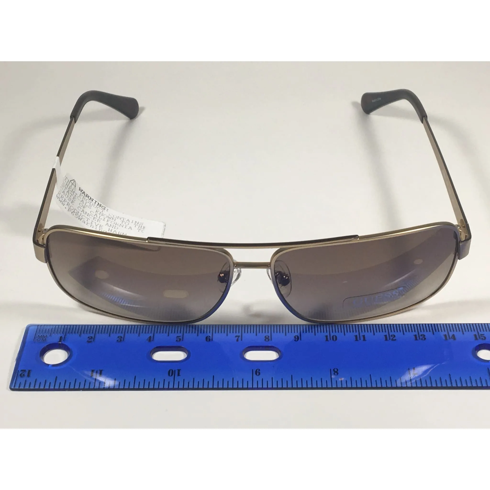 Guess Rectangle GU6931 32N Sunglasses Matte Gold Metal Frame Brown Gradient Lens