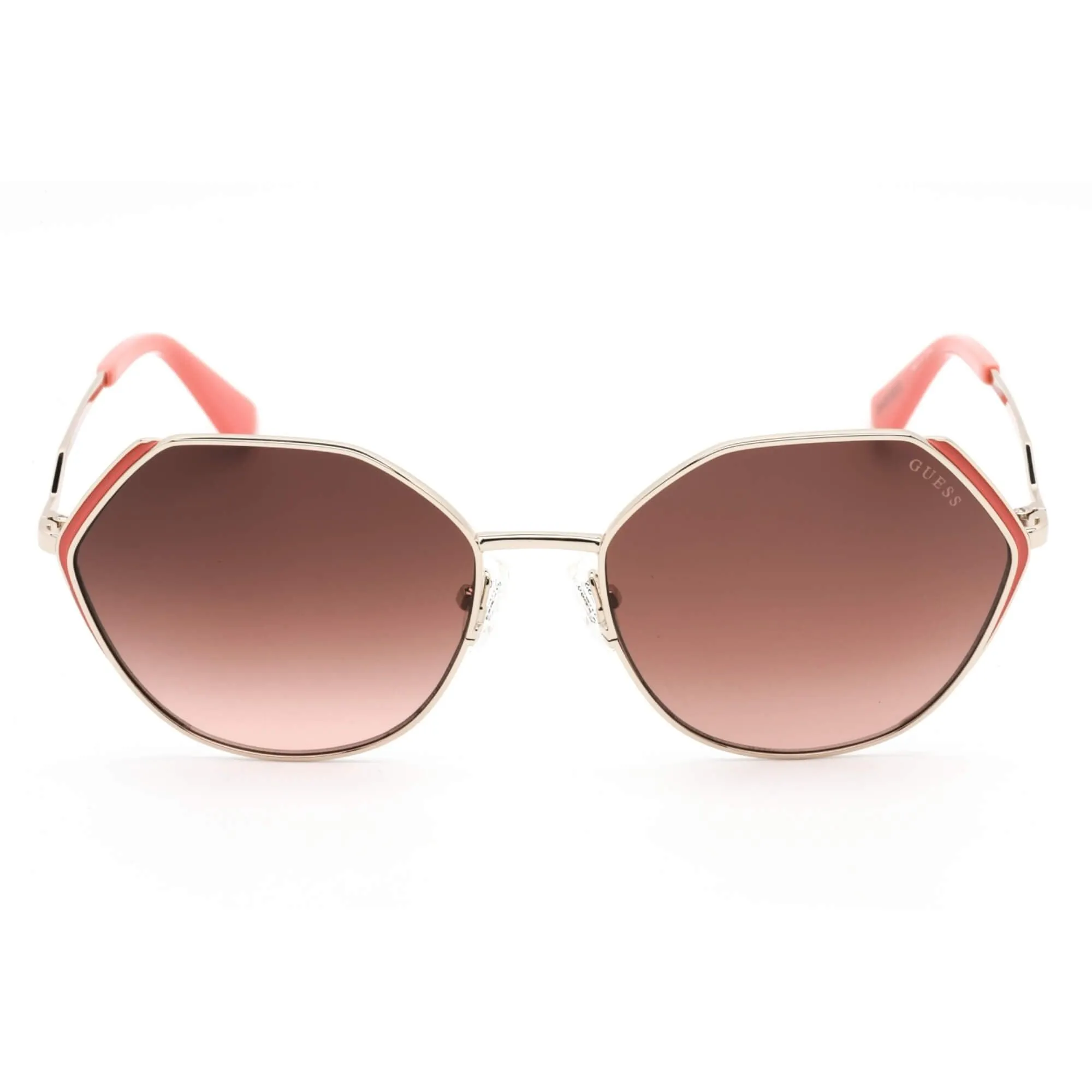 Guess Women's Sunglasses - Gradient Brown Lens Metal Geometric Frame | GU7842 32F