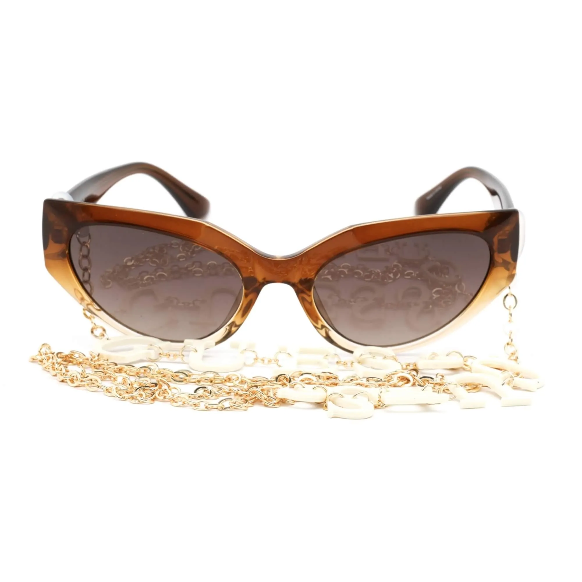 Guess Women's Sunglasses - Gradient Brown Lens Plastic Cat Eye Frame | GU7787 47F