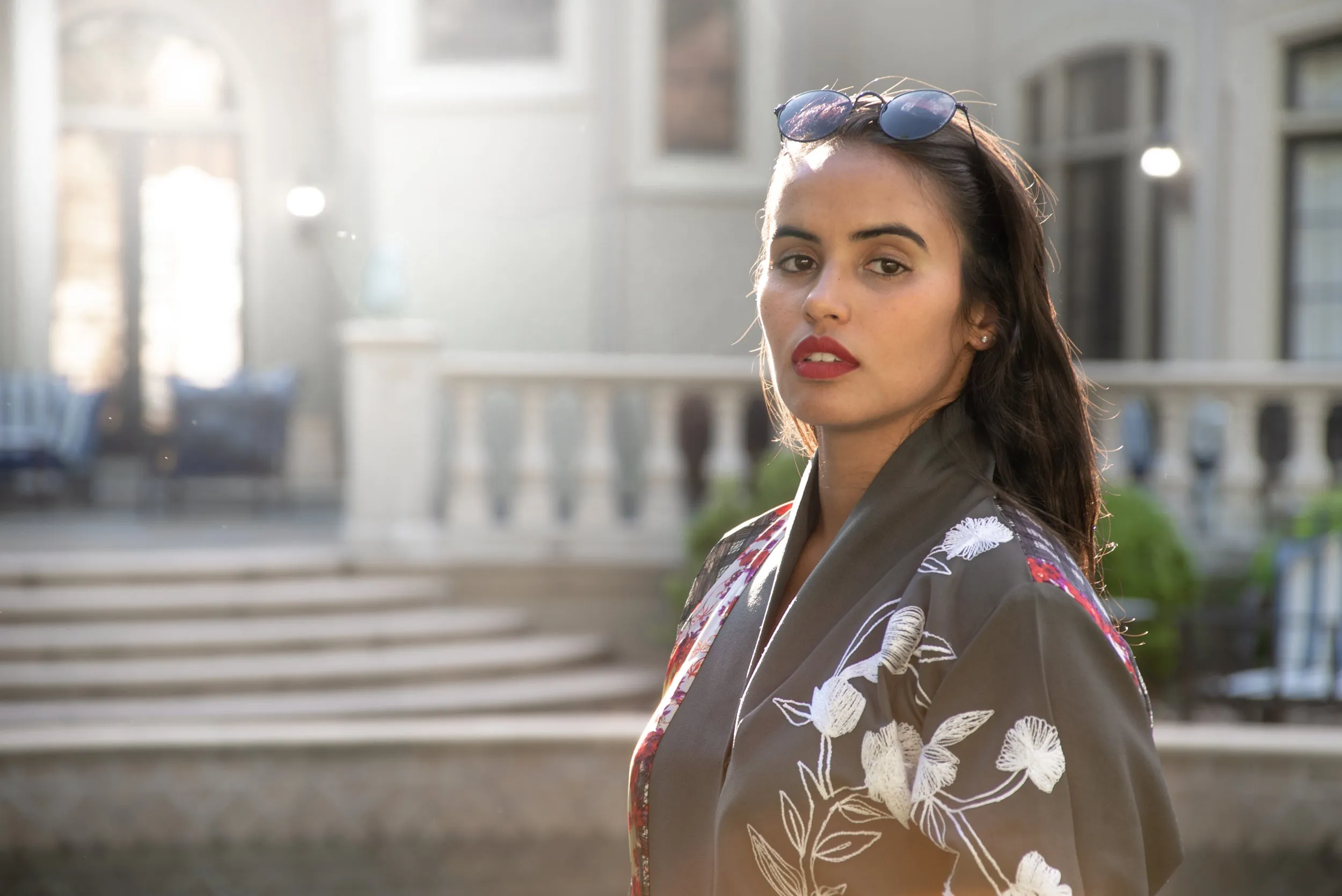 Ivy gray embroidered kimono robe