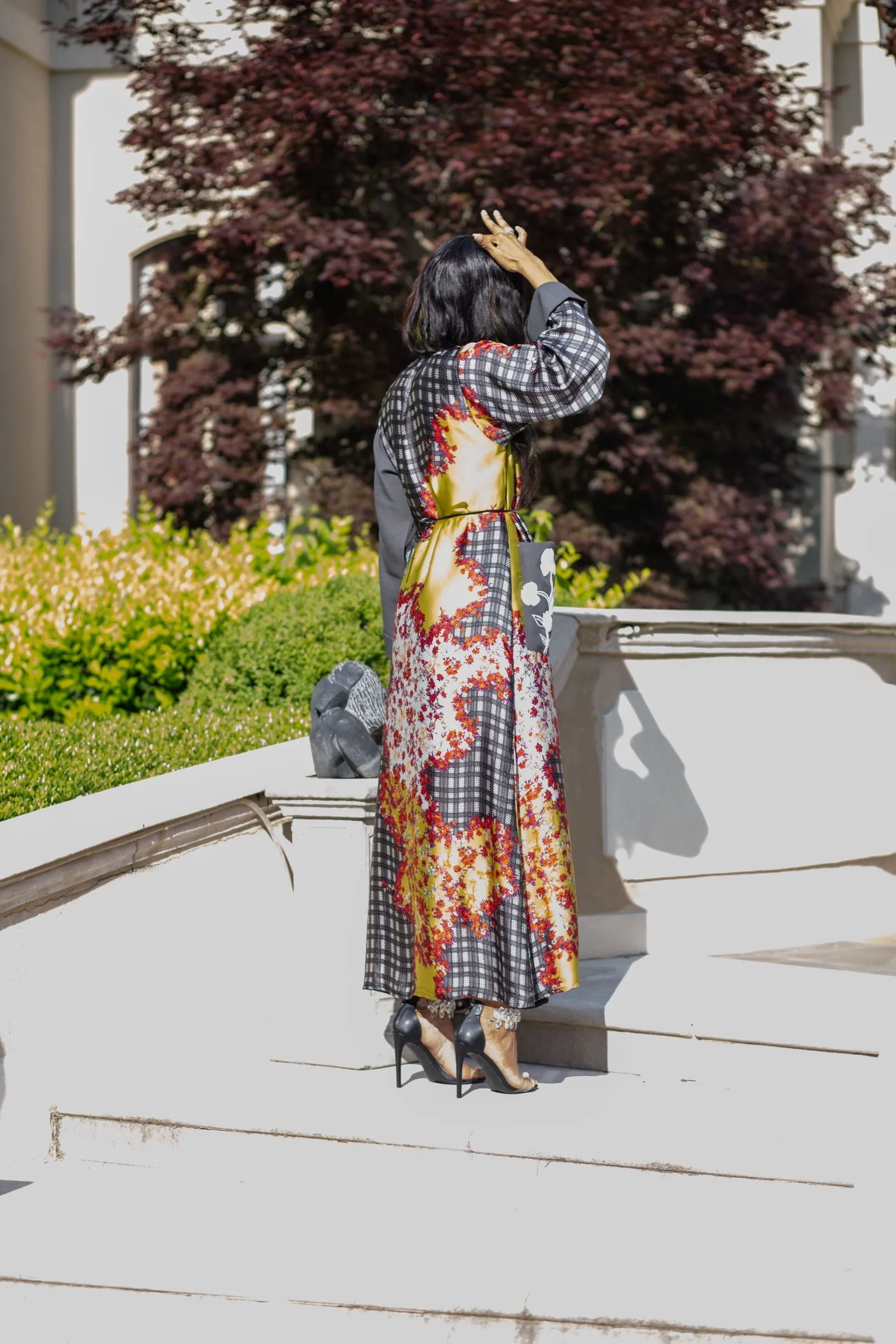 Ivy gray embroidered kimono robe