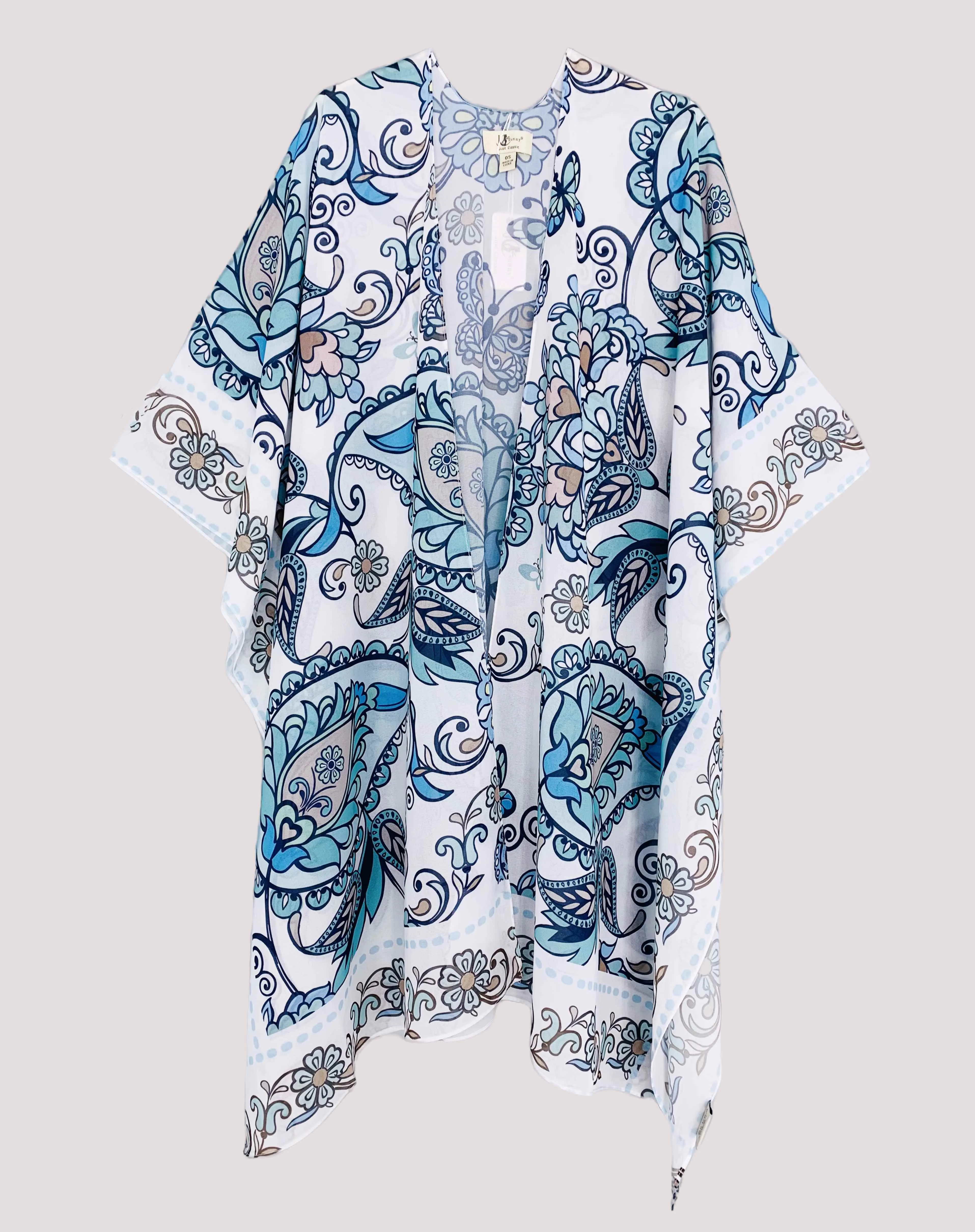 JC071066 White-Blue Paisley Kimono