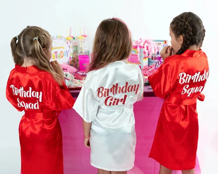 Kids Satin robes for Junior Bridesmaids, mini Bride and FLower Girls - Script Glitter arrow and heart
