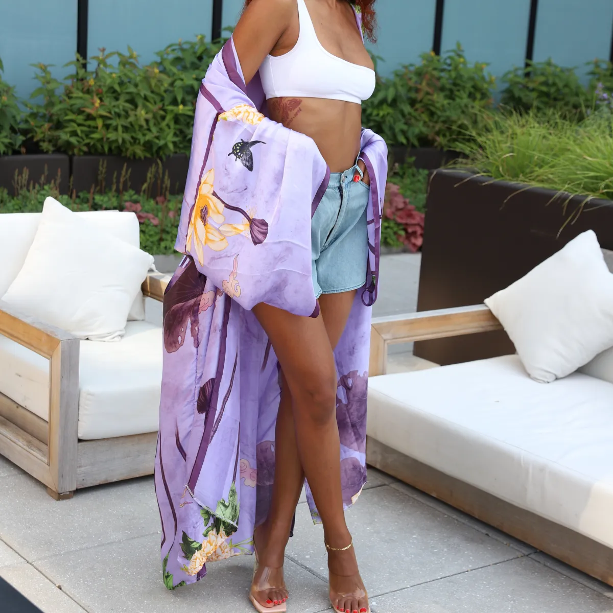 Lavender Blossom Printed Kimono