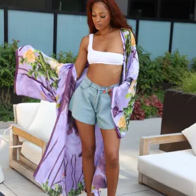 Lavender Blossom Printed Kimono