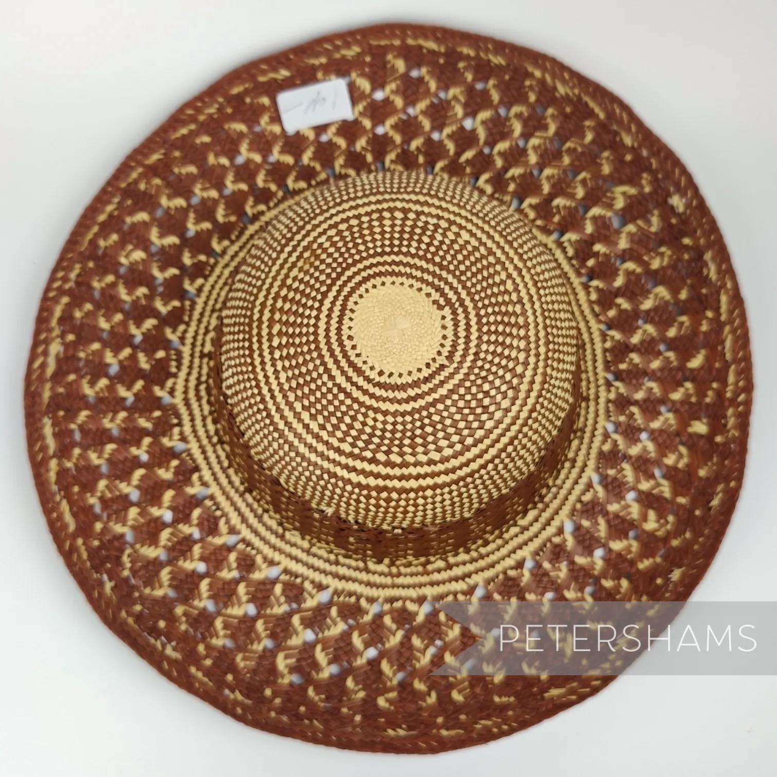 Layered Diamond Open Weave Vintage Ecuador Panama Straw Capeline Hat Body - 11"