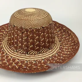 Layered Diamond Open Weave Vintage Ecuador Panama Straw Capeline Hat Body - 11"
