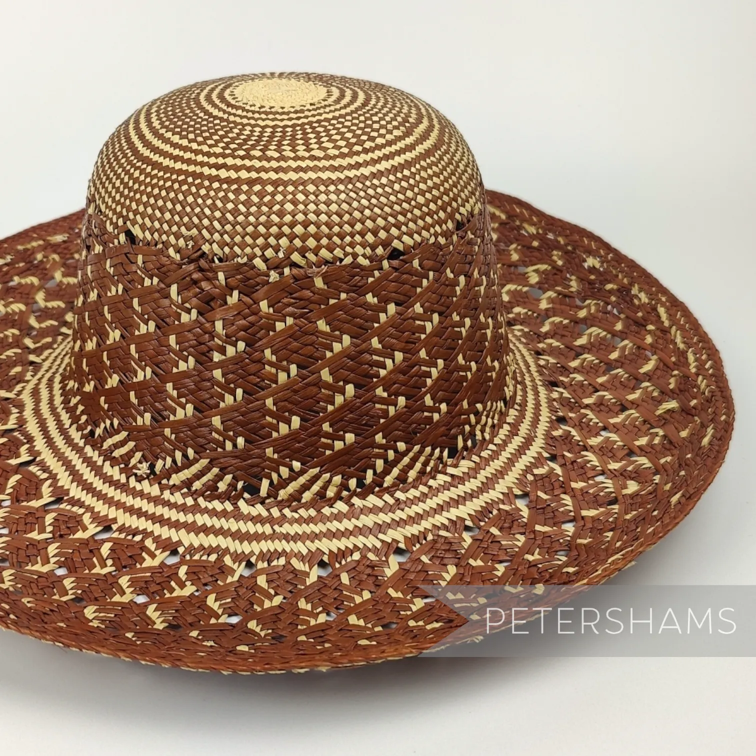 Layered Diamond Open Weave Vintage Ecuador Panama Straw Capeline Hat Body - 11"