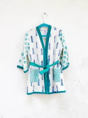 Lighthouse Magic Block Printed Waffle Cotton Bath Robe