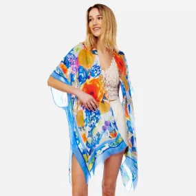 Lightweight Floral Print Kimono in Blue