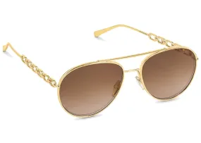 Louis Vuitton My Lv Chain Pilot Sunglasses Gradient Brown