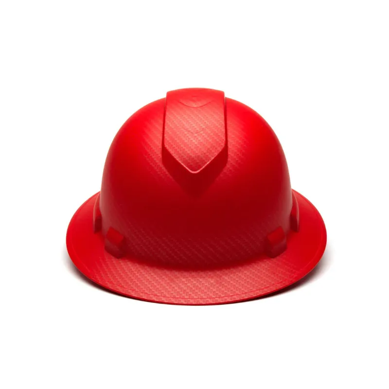 Matte Red Graphite Pattern Pyramex Ridgeline Full Brim Hard Hat 4-Point Ratchet Suspension