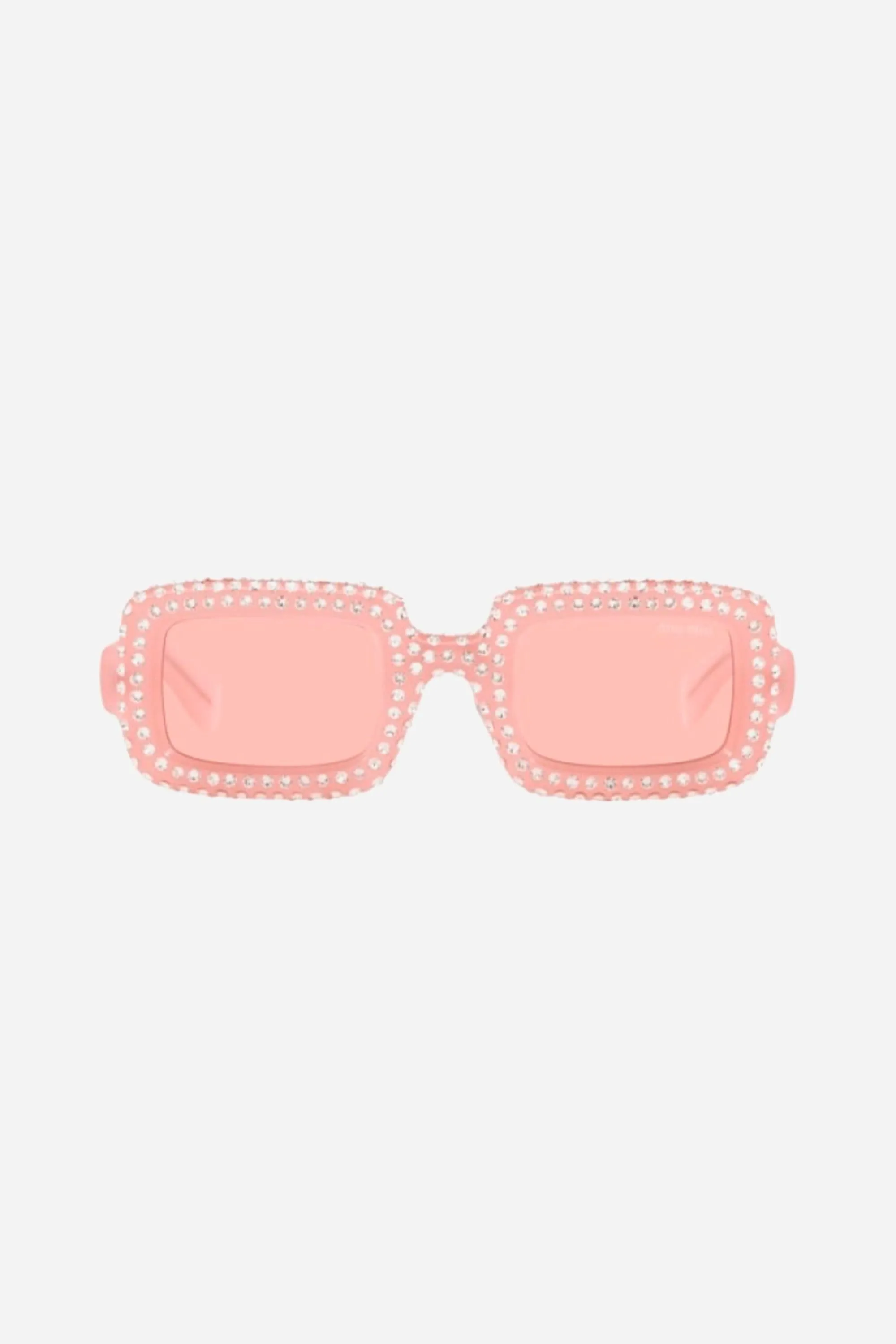 Miu Miu rectangular acetate sparkly crystal pink sunglasses