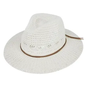 Multi Pattern Panama Hat With Suede String Band
