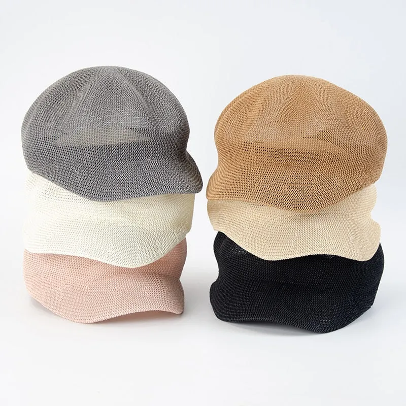 Octagonal Beret Women Sun Hat Painter Hat Outdoor Travel Beach Hat Light Breathable Women Summer Sun Visor Femme Retro Fashion