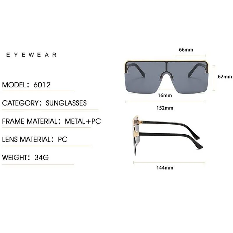 Oversize Gradient Sunglasses Women Rimless Square Big Frame Shield Sunglasses