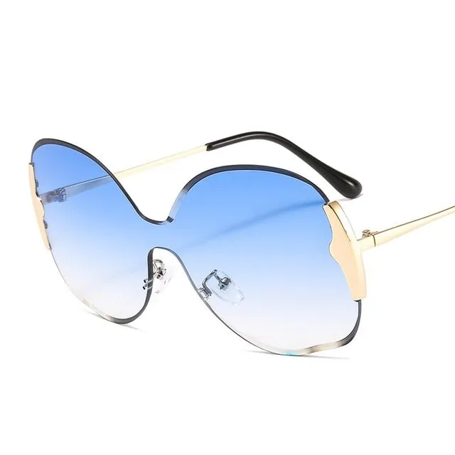 Oversized Rimless Vintage Gradient Round Sunglasses
