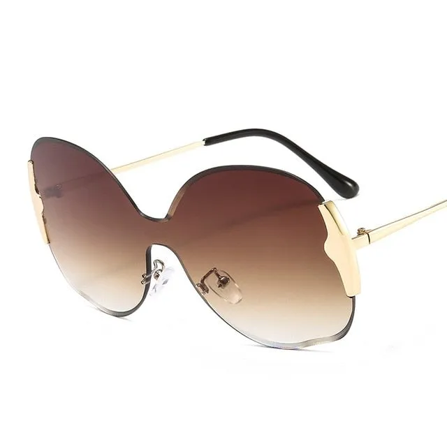 Oversized Rimless Vintage Gradient Round Sunglasses