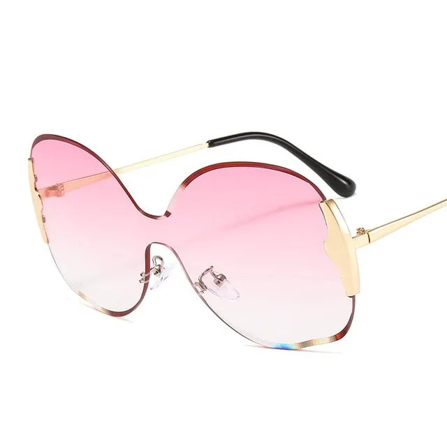Oversized Rimless Vintage Gradient Round Sunglasses