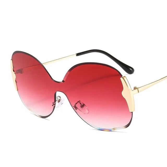 Oversized Rimless Vintage Gradient Round Sunglasses
