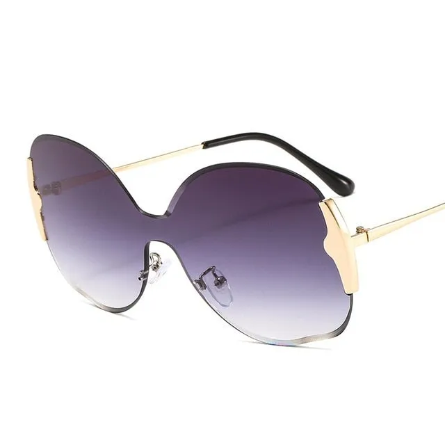 Oversized Rimless Vintage Gradient Round Sunglasses