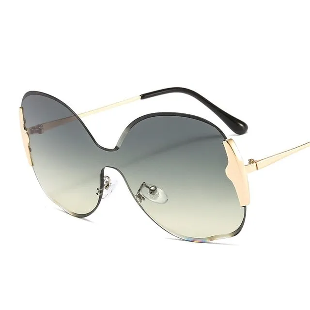 Oversized Rimless Vintage Gradient Round Sunglasses