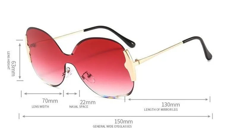 Oversized Rimless Vintage Gradient Round Sunglasses