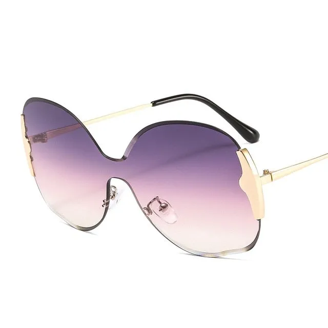 Oversized Rimless Vintage Gradient Round Sunglasses