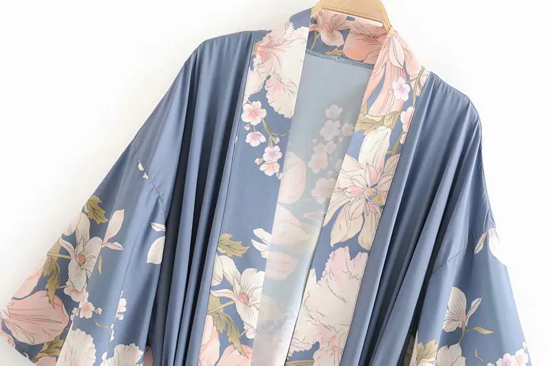 Peacock flower print gown